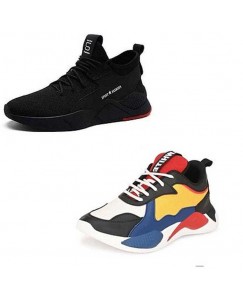Multi colour  and Black colored running shoes for Mens Pack of 2